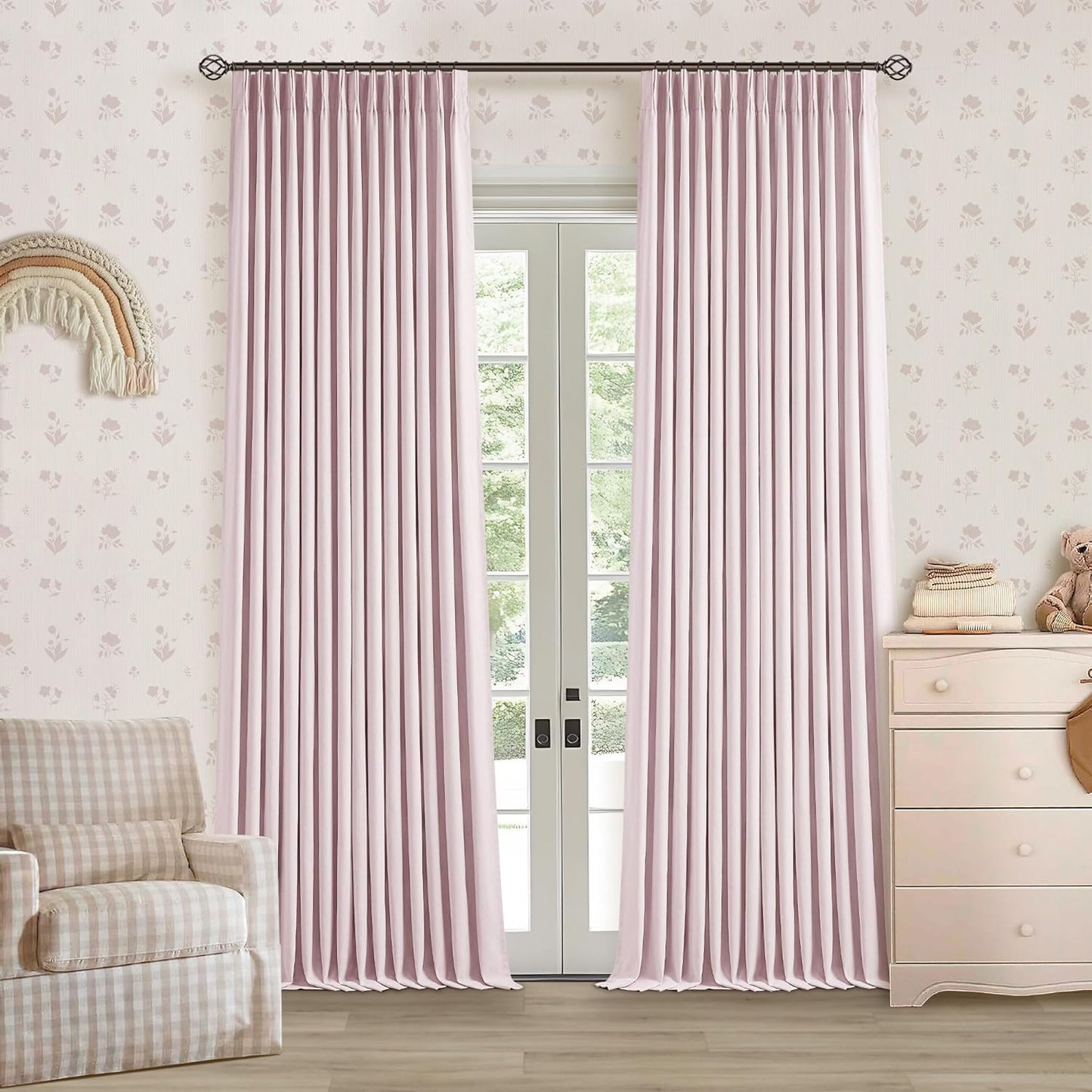 Cream Short Linen Curtains for Small Window 2 Panel Set Kitchen Curtains 45 Inch Length Pinch Pleated Back Tab 100% Blackout Natural Linen Room Darkening Thermal Insulated Drapes for Cafe Bathroom