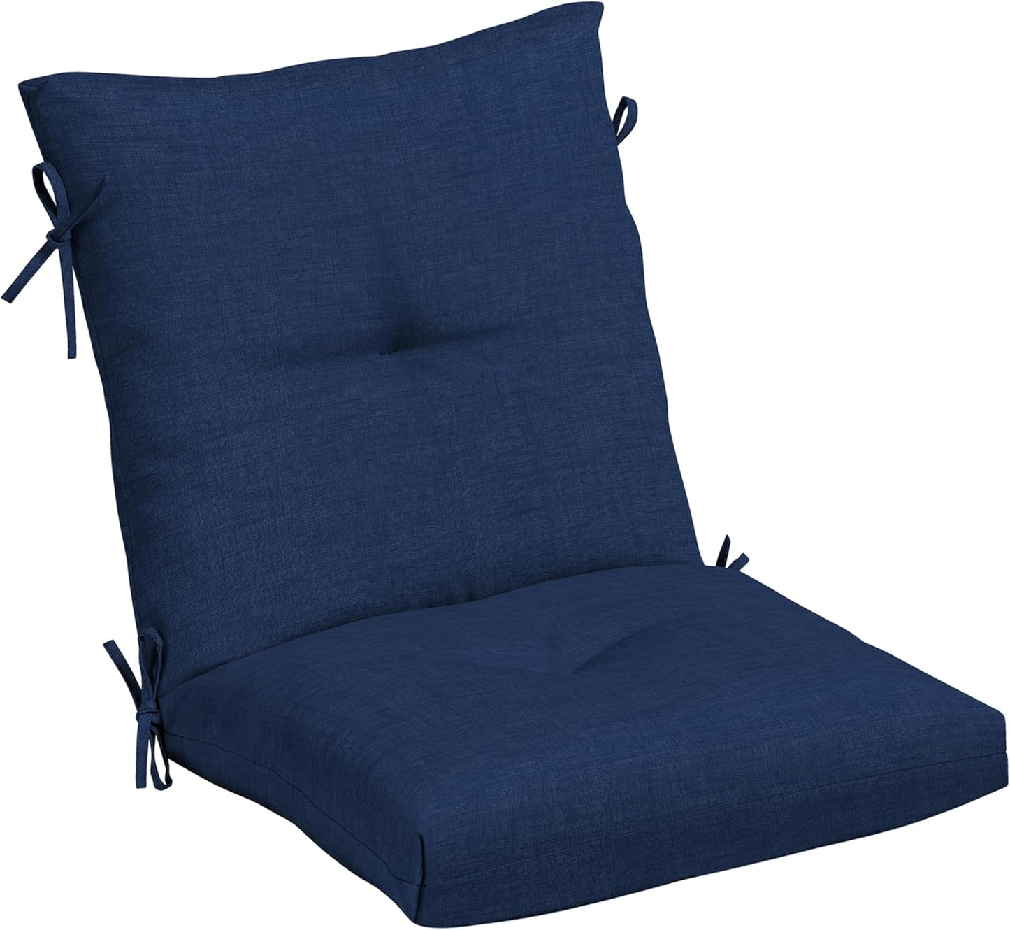 Arden Outdoor Plush Modern Tufted Blowfill Dining Chair Cushion, 21 x 40, Rain-Proof, Fade Resistant, Tufted Cushion for Dining and Bistro Chairs Black Cabana Stripe