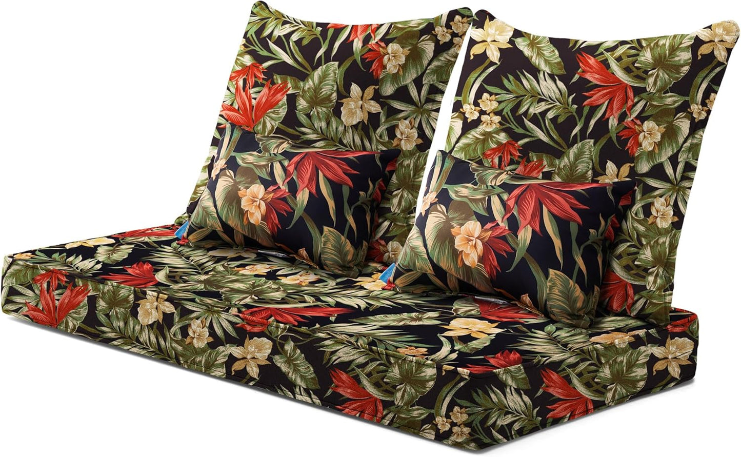 ARTPLAN Outdoor Loveseat Cushion Set,46.6"x 24",Water Repellent,Fade Resistant,Cushion Set for Couch,Bench and Swing,5 Pieces Wicker Furniture Cushions,Grey