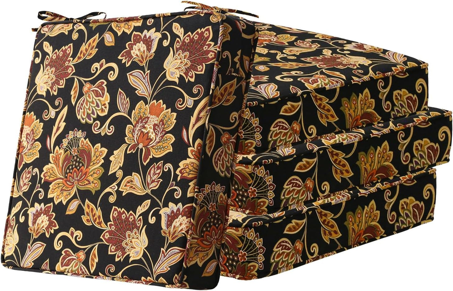 Sunbrella Square Corner Seat Cushions, 19" x 19" x 3", Set of 4, Indoor Outdoor Water Repellent Universal Chair Pads with Ties for Patio Furniture, Garden Dining Chairs, Cast Shale