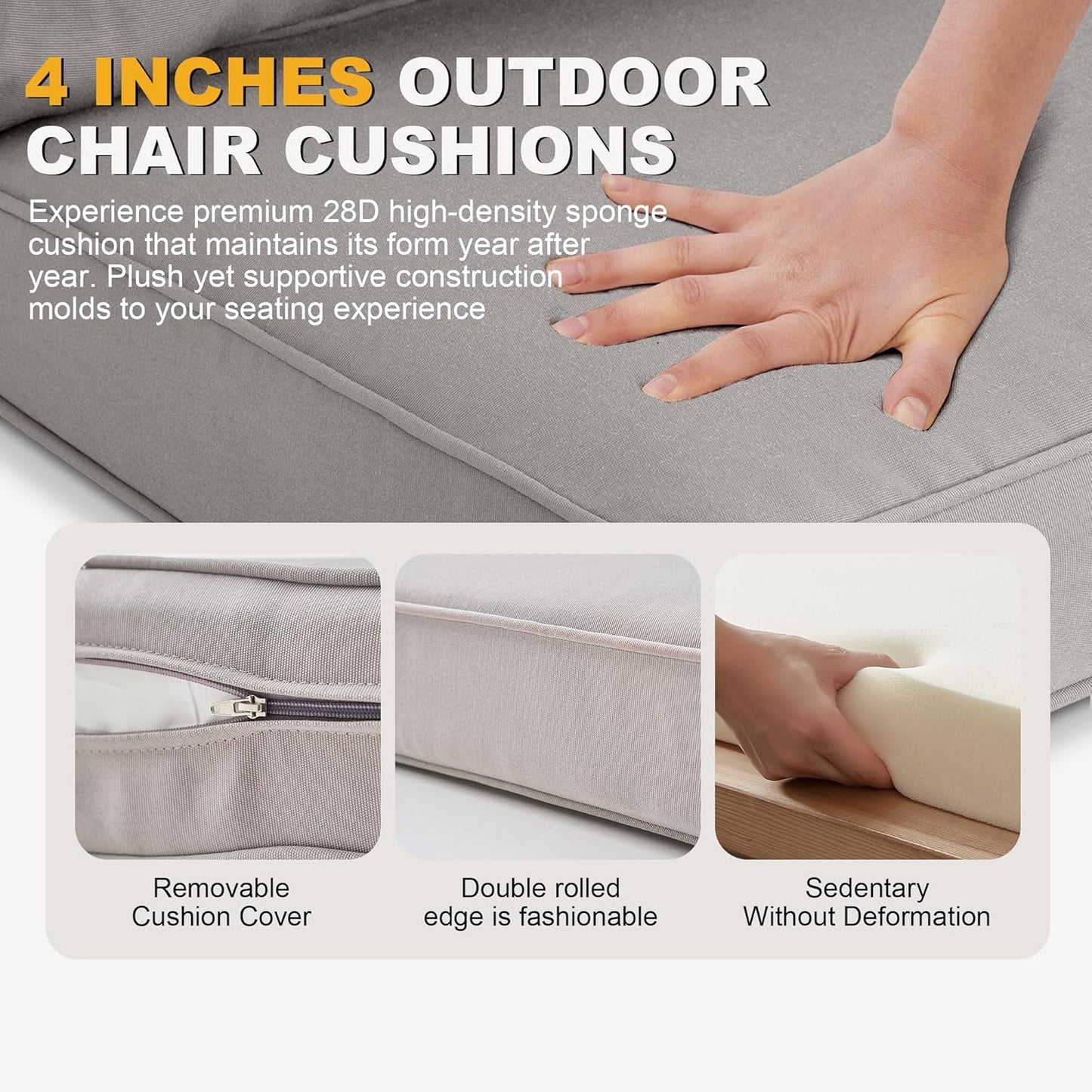 ARTPLAN Outdoor Loveseat Cushion Set,46.6"x 24",Water Repellent,Fade Resistant,Cushion Set for Couch,Bench and Swing,5 Pieces Wicker Furniture Cushions,Grey