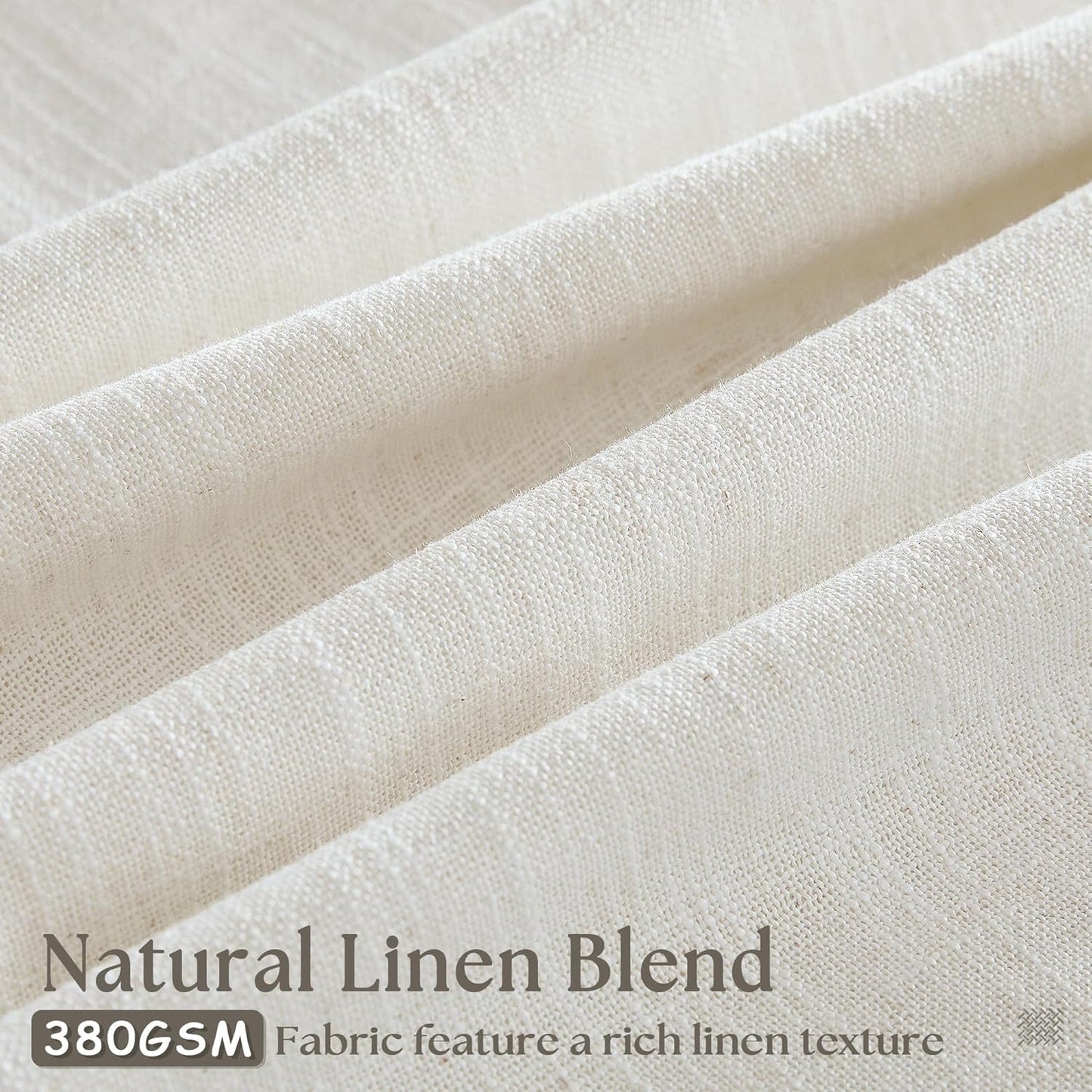 Natural Linen Kitchen Curtains 45 Inches Long 2 Sets Basement Curtains for Small Window Cream Ivory Pinch Pleated Back Tab Linen Blend Short Boho Semi Sheer Back Tab Drapes for Bay Windows 40x45