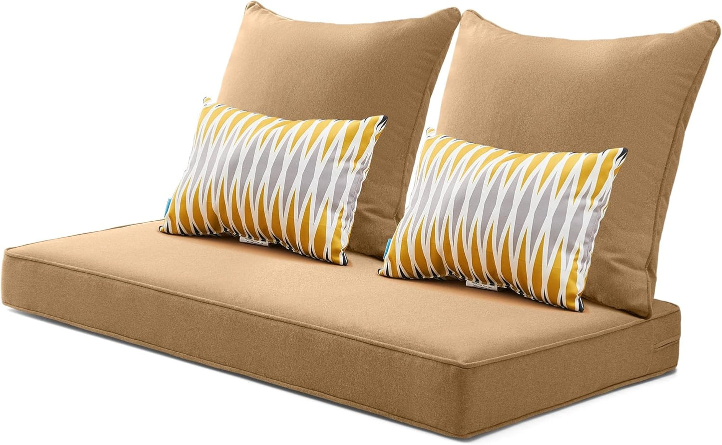 ARTPLAN Outdoor Loveseat Cushion Set,46.6"x 24",Water Repellent,Fade Resistant,Cushion Set for Couch,Bench and Swing,5 Pieces Wicker Furniture Cushions,Grey