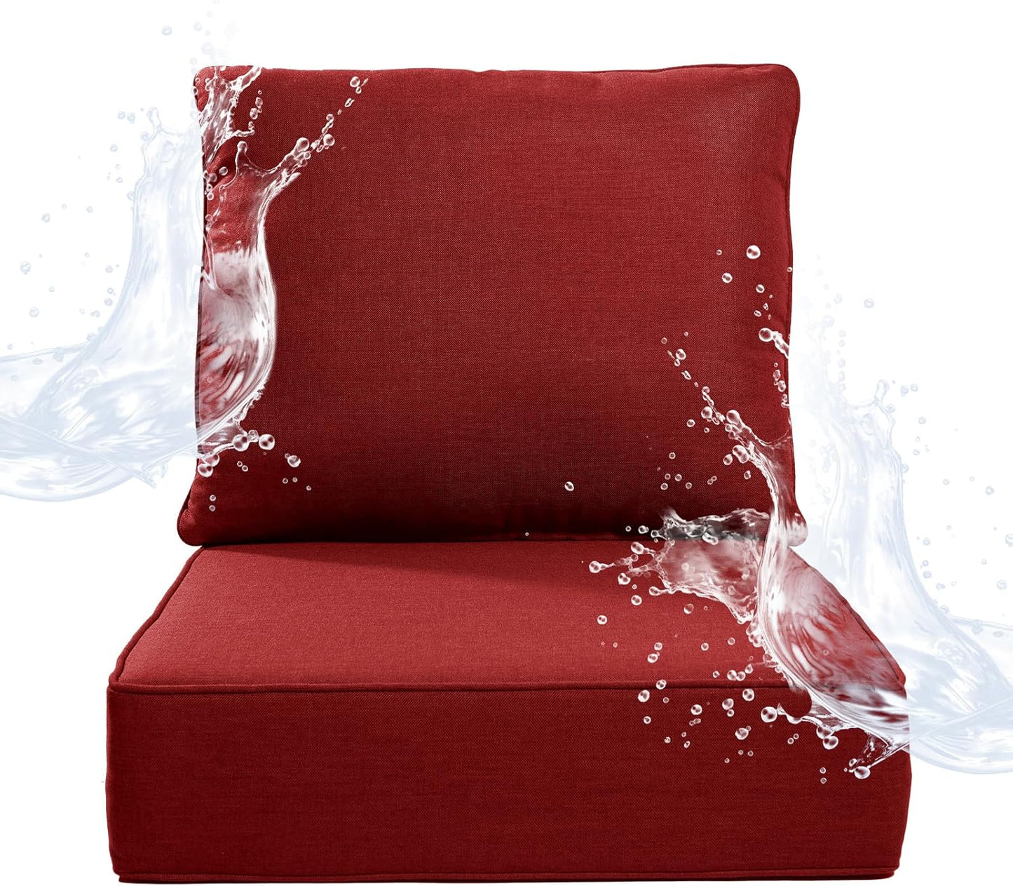 6" Thicker Outdoor Chair Cushion 4 Sets - 24" *24" *6" Waterproof Patio Furniture Cushions with Removable Cover, 28D High Density Sponge Filling Thicken Outdoor Patio Cushions - Beige