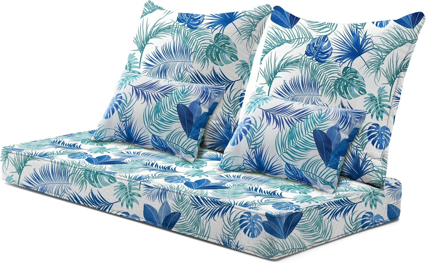 ARTPLAN Outdoor Loveseat Cushion Set,46.6"x 24",Water Repellent,Fade Resistant,Cushion Set for Couch,Bench and Swing,5 Pieces Wicker Furniture Cushions,Grey