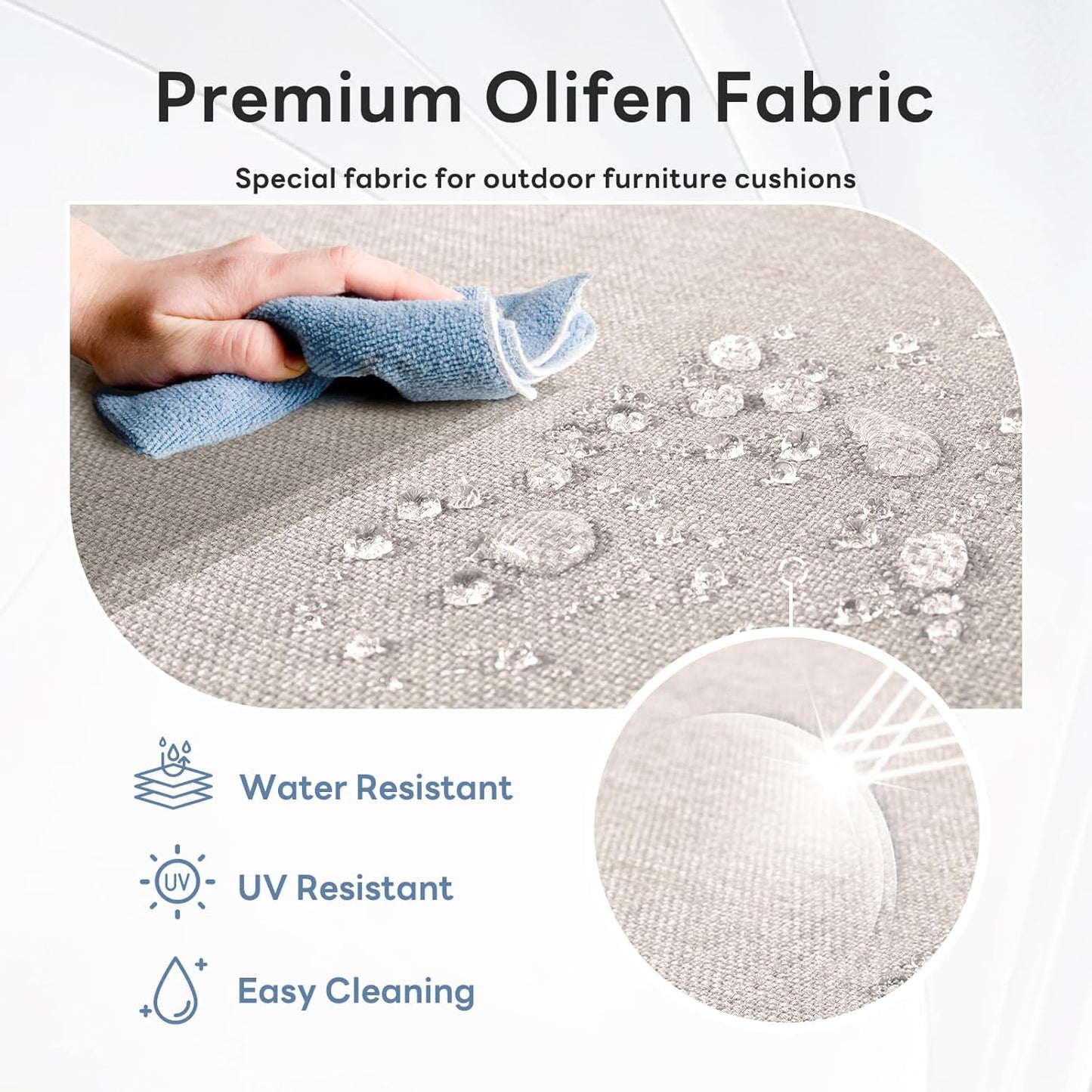 6" Thicker Outdoor Chair Cushion 4 Sets - 24" *24" *6" Waterproof Patio Furniture Cushions with Removable Cover, 28D High Density Sponge Filling Thicken Outdoor Patio Cushions - Beige