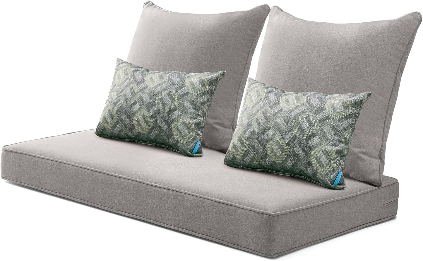 ARTPLAN Outdoor Loveseat Cushion Set,46.6"x 24",Water Repellent,Fade Resistant,Cushion Set for Couch,Bench and Swing,5 Pieces Wicker Furniture Cushions,Grey