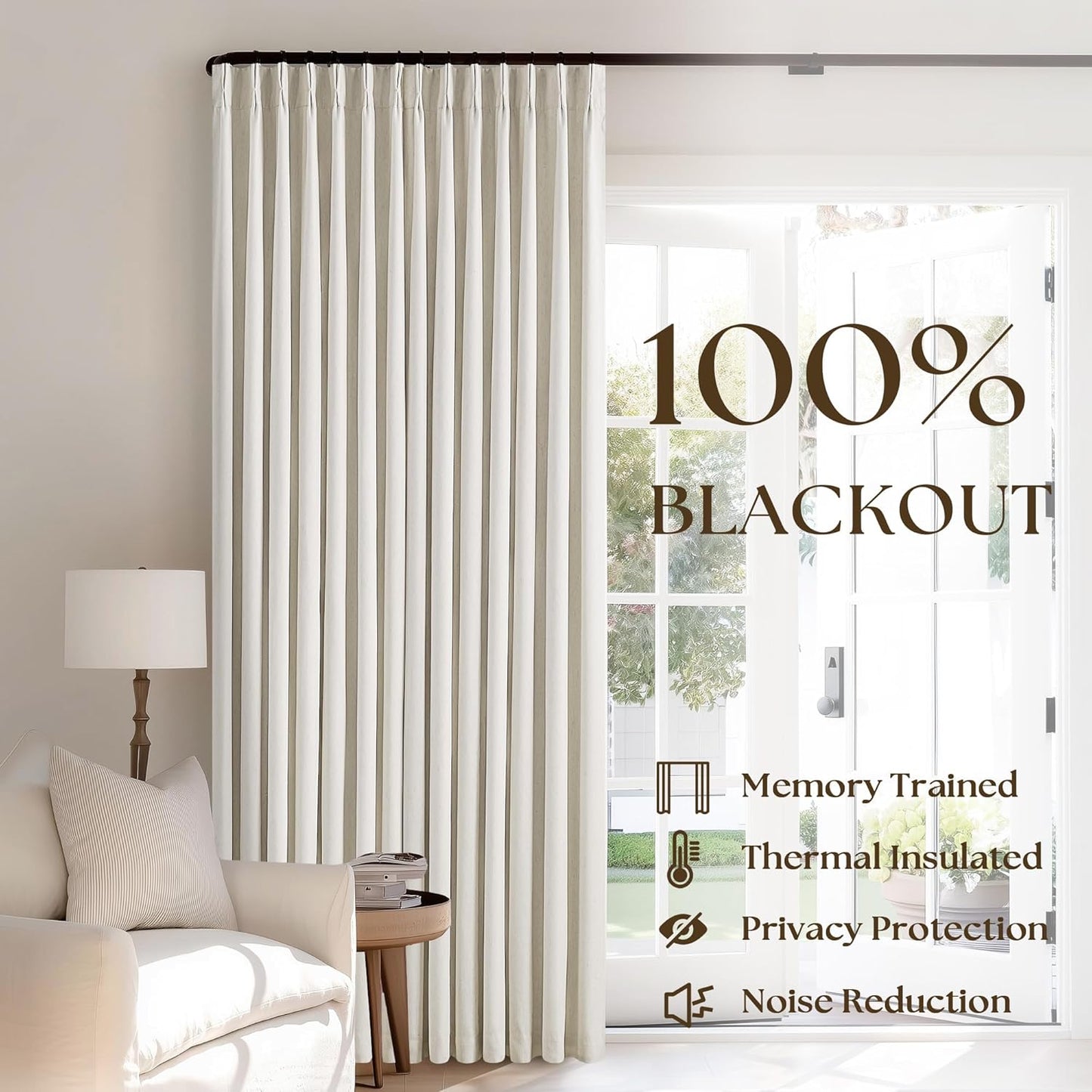 Cream Short Linen Curtains for Small Window 2 Panel Set Kitchen Curtains 45 Inch Length Pinch Pleated Back Tab 100% Blackout Natural Linen Room Darkening Thermal Insulated Drapes for Cafe Bathroom