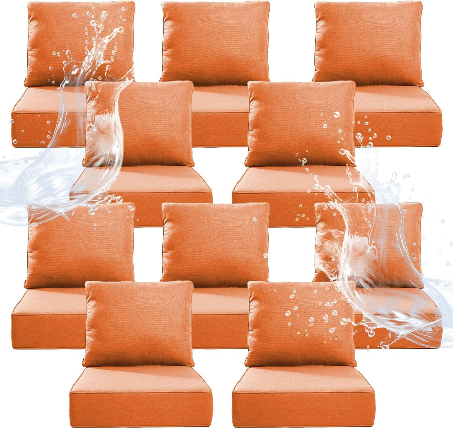 6" Thicker Outdoor Chair Cushion 6 Sets - 24" *24" *6" Waterproof Patio Furniture Cushions with Removable Cover, 28D High Density Sponge Filling Thicken Outdoor Patio Cushions - Grey