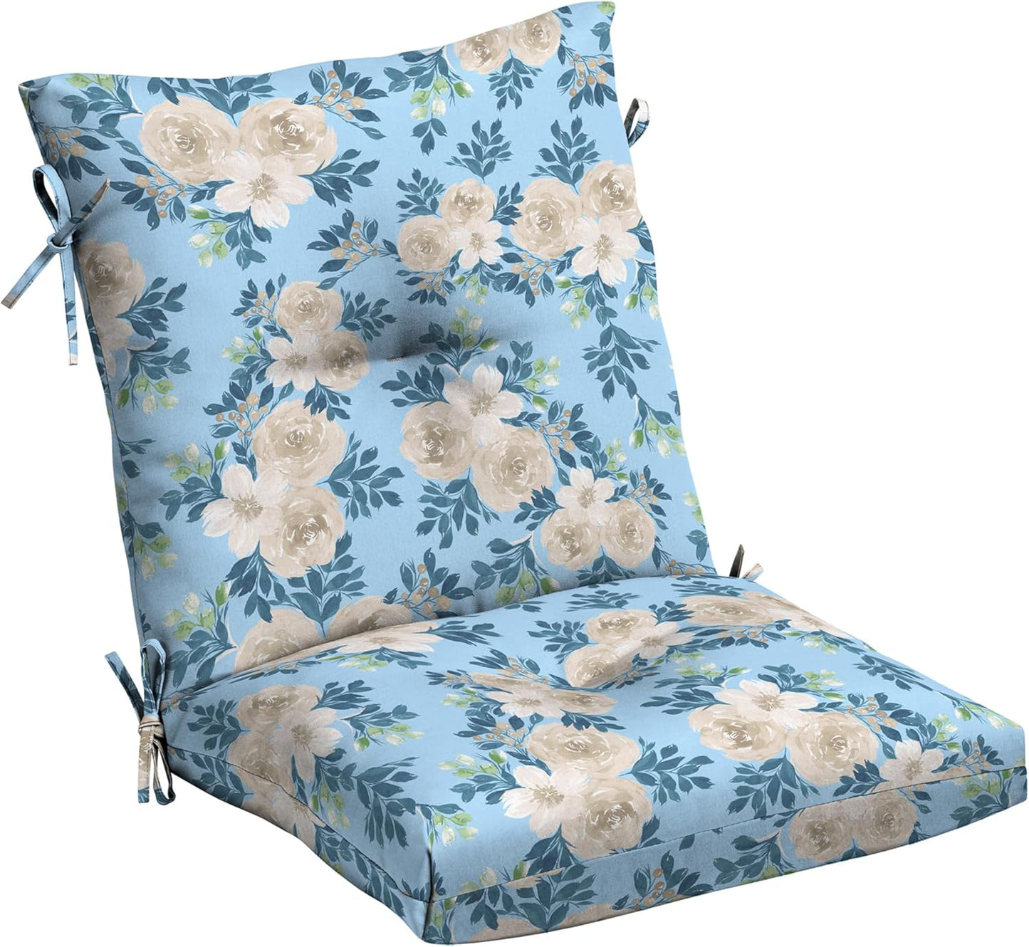 Arden Outdoor Plush Modern Tufted Blowfill Dining Chair Cushion, 21 x 40, Rain-Proof, Fade Resistant, Tufted Cushion for Dining and Bistro Chairs Black Cabana Stripe