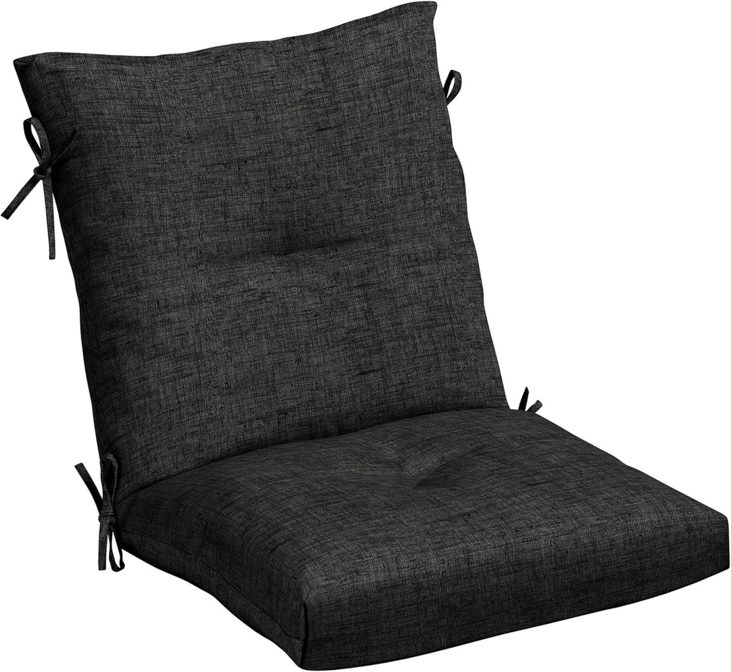 Arden Outdoor Plush Modern Tufted Blowfill Dining Chair Cushion, 21 x 40, Rain-Proof, Fade Resistant, Tufted Cushion for Dining and Bistro Chairs Black Cabana Stripe