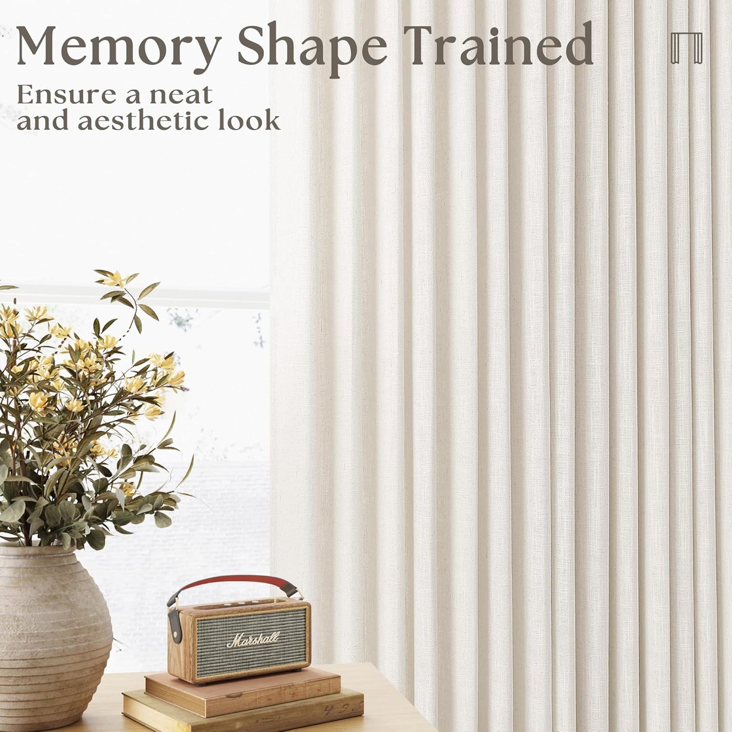 Natural Linen Kitchen Curtains 45 Inches Long 2 Sets Basement Curtains for Small Window Cream Ivory Pinch Pleated Back Tab Linen Blend Short Boho Semi Sheer Back Tab Drapes for Bay Windows 40x45